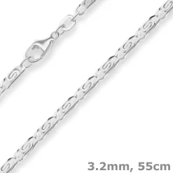 3,2mm S-Panzerkette Silberkette Collier Halskette aus 925 Silber 55cm