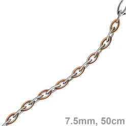 7,5mm Spitzanker Kette Collier aus 585 Gold Weißgold & Rosegold, 50cm