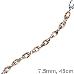 7,5mm Spitzanker Kette Collier aus 585 Gold Weißgold & Rosegold, 45cm