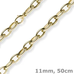 11mm spitz-oval Kette Halskette Collier aus 585 Gold Gelbgold 50cm