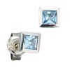 5mm Stecker Ohrstecker, Kristall, blau, Quadrat, 925 Silber, Damen