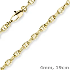 4mm Steg-Ankerarmband Armband Armkette aus 585 Gold Gelbgold 19cm