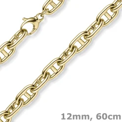 12mm Steg-Ankerkette Kette Collier Halskette aus 585 Gold Gelbgold 60cm