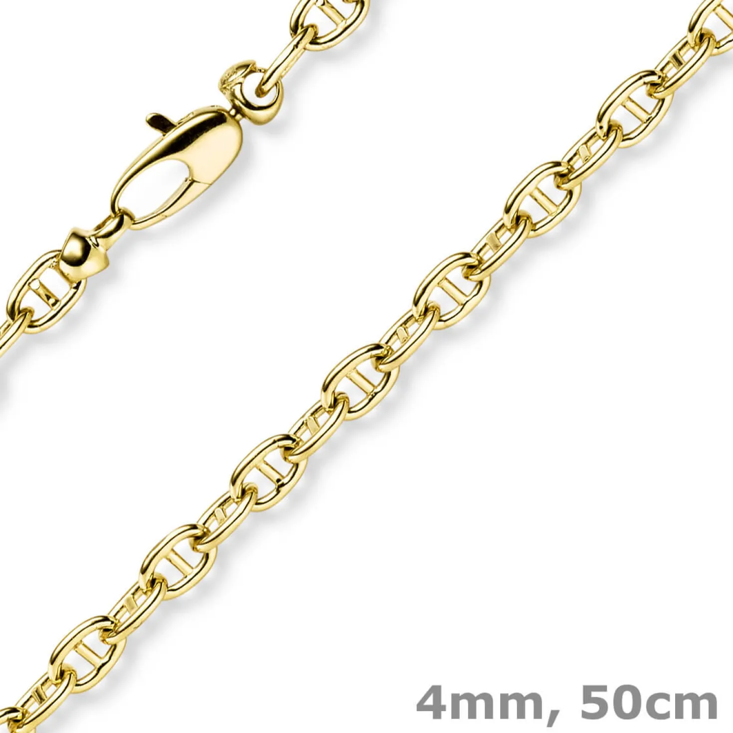 4mm Steg-Ankerkette Kette Collier Halskette aus 585 Gold Gelbgold 50cm