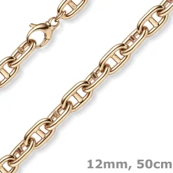 12mm Steg-Ankerkette Kette Collier Halskette aus 585 Gold Rotgold 50cm