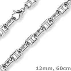12mm Steg-Ankerkette Kette Collier Halskette aus 585 Gold Weißgold 60cm