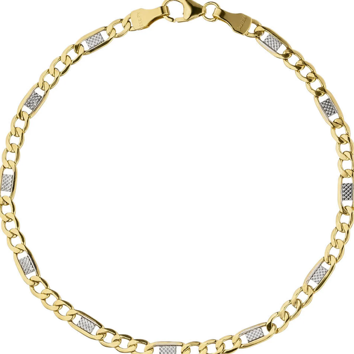3,7mm Steg-Panzerarmband Armband Armkette aus 333 Gold Gelbgold 19cm