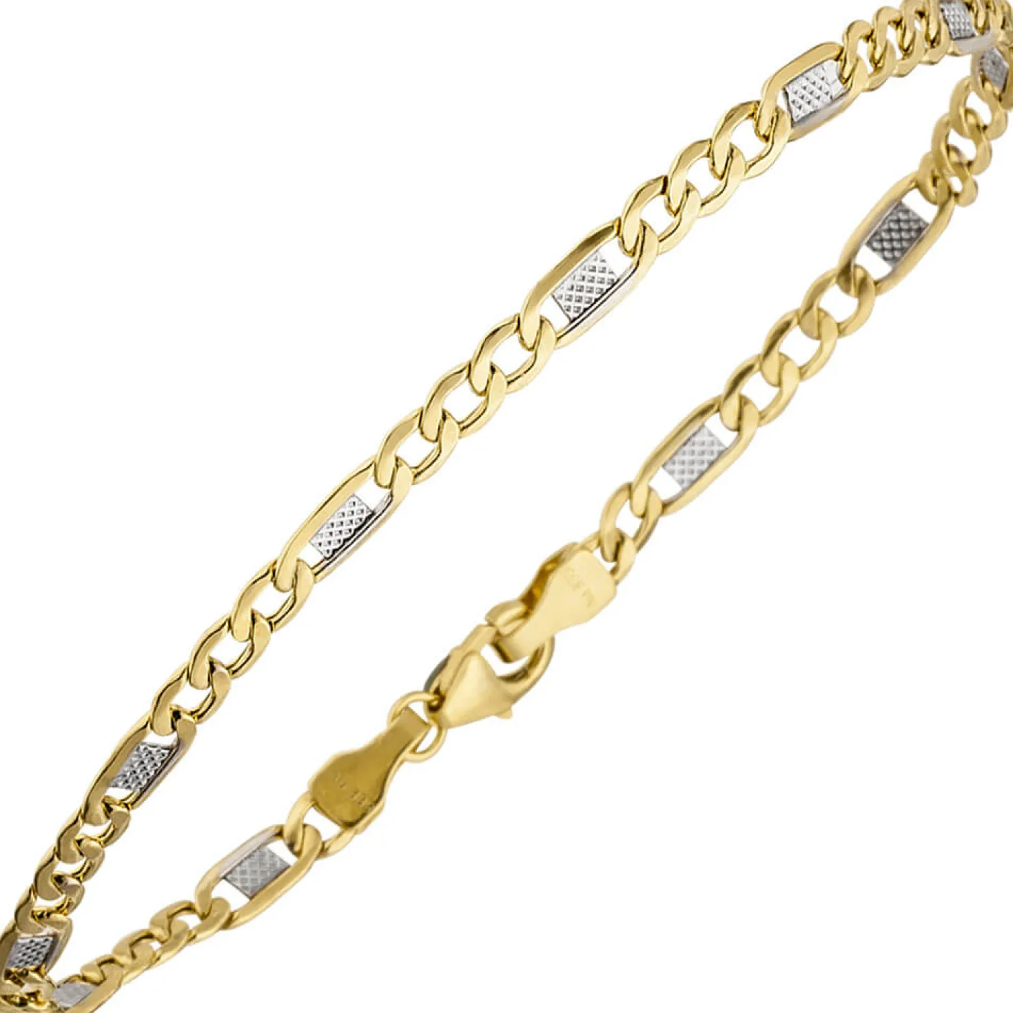 3,7mm Steg-Panzerarmband Armband Armkette aus 333 Gold Gelbgold 19cm