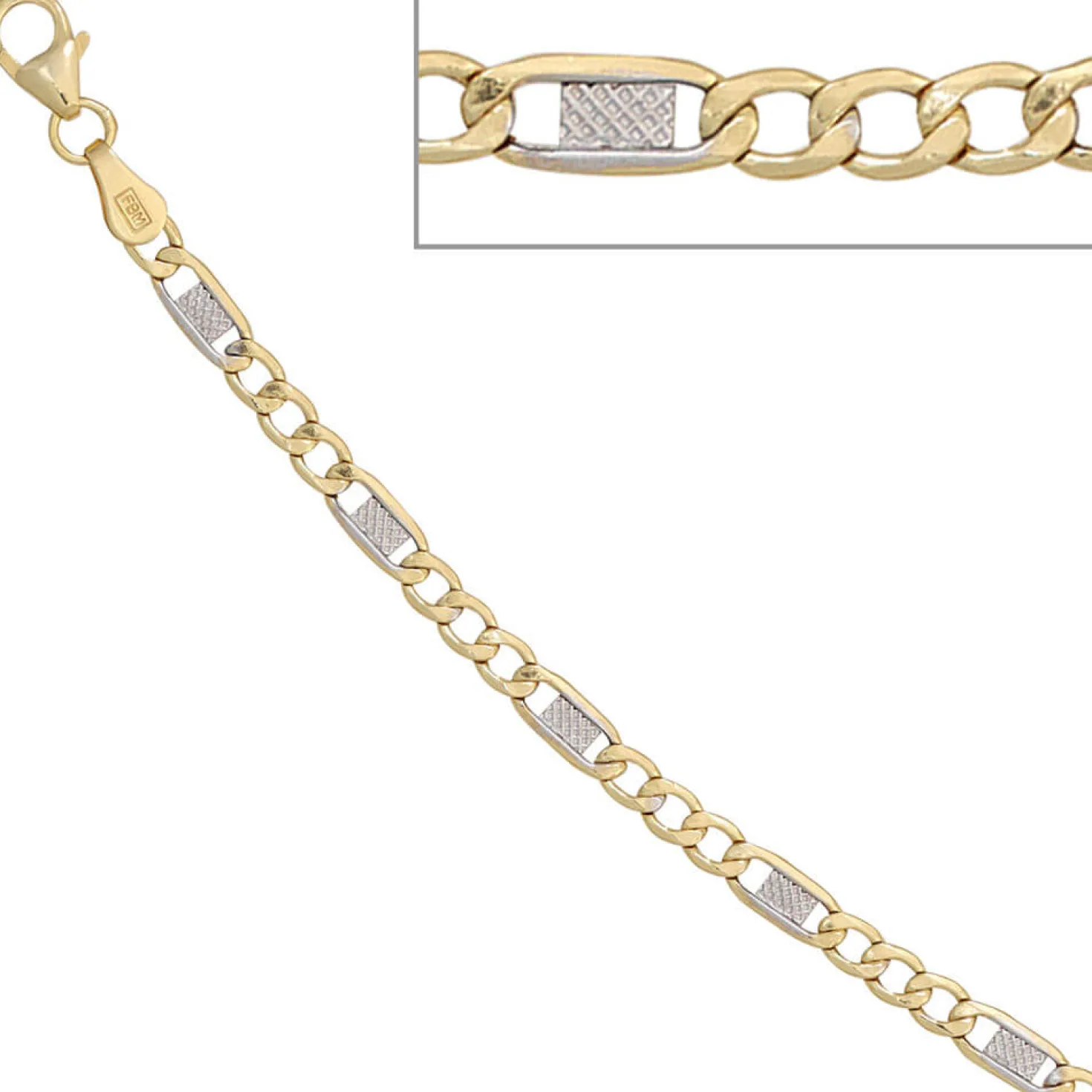 3,7mm Steg-Panzerarmband Armband Armkette aus 333 Gold Gelbgold 19cm
