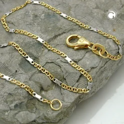 1,4mm Stegpanzer Kette Halskette Collier aus 585 Gold Gelbgold, 45cm
