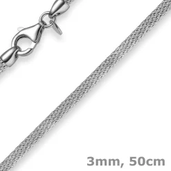 3mm Strickcollier Kette Halsreif, 585 Gold Weißgold, 50cm, Damen