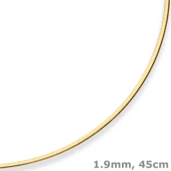1,9mm Tondakette oval Collier Omegareif Halskette aus 585 Gold Gelbgold 45cm