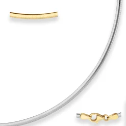 2,4mm Tondakette oval Collier Wendeomega flach aus 585 Gold gelb/weiß 42cm