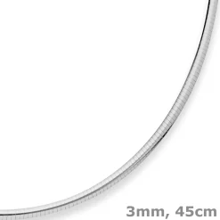 3mm Tondakette oval Silberkette Collier Halskette aus 925 Silber rhodiniert 45cm