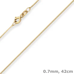 0,7mm Veneziakette Collier Halskette aus 375 Gold Gelbgold 42cm