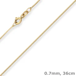 0,7mm Veneziakette Collier Halskette aus 375 Gold Gelbgold 36cm