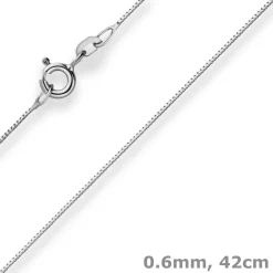 0,6mm Veneziakette Collier Halskette aus 585 Gold Weißgold 42cm