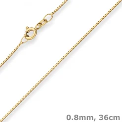 0,8mm Veneziakette Goldkette Collier Halskette aus 585 Gold Gelbgold 36cm