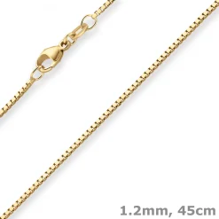 1,2mm Veneziakette Goldkette Collier Halskette aus 750 Gold Gelbgold 45cm