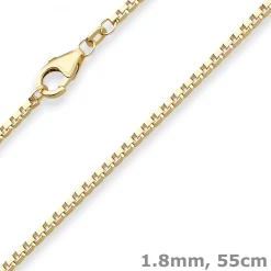 1,8mm Veneziakette Goldkette Collier Halskette aus 585 Gold Gelbgold 55cm