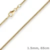 1,5mm Veneziakette Goldkette Collier Halskette aus 750 Gold Gelbgold 65cm