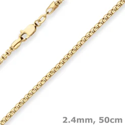 2,4mm Veneziakette Goldkette Collier Halskette aus 585 Gold Gelbgold 50cm