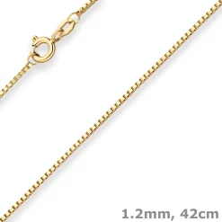 1,2mm Veneziakette Goldkette Collier Halskette aus 375 Gold Gelbgold 42cm