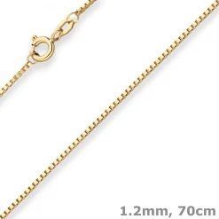 1,2mm Veneziakette Goldkette Collier Halskette aus 375 Gold Gelbgold 70cm