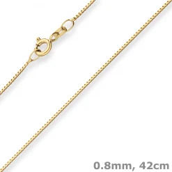 0,8mm Veneziakette Goldkette Collier Halskette aus 585 Gold Gelbgold 42cm