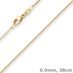 0,9mm Veneziakette Goldkette Collier Halskette aus 750 Gold Gelbgold 38cm