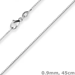 0,9mm Veneziakette Kette Collier aus 750 Gold Weißgold 45cm mit Zwischenöse