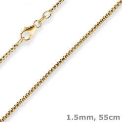 1,5mm Veneziakette rund Goldkette Collier Halskette aus 585 Gold Gelbgold 55cm