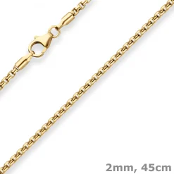 2mm Veneziakette rund Goldkette Collier Halskette aus 333 Gold Gelbgold 45cm
