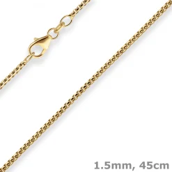 1,5mm Veneziakette rund Goldkette Collier Halskette aus 585 Gold Gelbgold 45cm