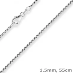 1,5mm Veneziakette rund Silberkette Collier Halskette aus 925 Silber 55cm