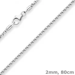 2mm Veneziakette rund Silberkette Collier Halskette aus 925 Silber 80cm