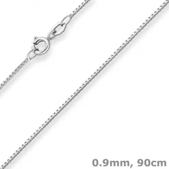 0,9mm Veneziakette Silberkette Collier Halskette aus 925 Silber rhodiniert 90cm