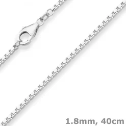 1,8mm Veneziakette Silberkette Collier Halskette aus 925 Silber 40cm