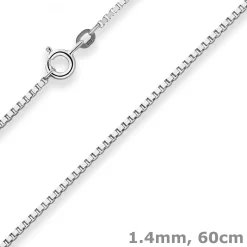 1,4mm Veneziakette Silberkette Collier Halskette aus 925 Silber rhodiniert 60cm