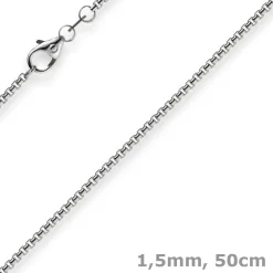 1,5mm Venezianerkette aus 750 Gold Weißgold Kette Collier Halskette rund 50cm