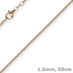 1,5mm Venezianerkette 585 Gold Rotgold Kette Collier Halskette rund 55cm