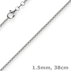 1,5mm Venezianerkette 585 Gold Weißgold Kette Collier Halskette rund 38cm