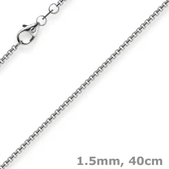 1,5mm Venezianerkette 585 Gold Weißgold Kette Collier Halskette rund 40cm