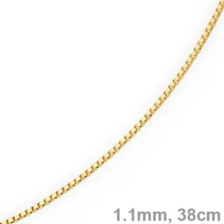 1,1mm Venezianerkette Kette Collier aus 585 Gold Gelbgold, 38cm, Damen