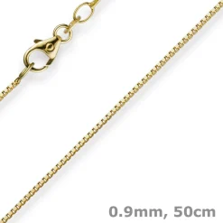 0,9mm Venezianerkette Kette Collier aus 585 Gold Gelbgold, 50cm, Damen