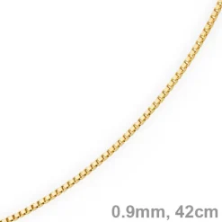 0,9mm Venezianerkette Kette Collier aus 585 Gold Gelbgold, 42cm, Damen