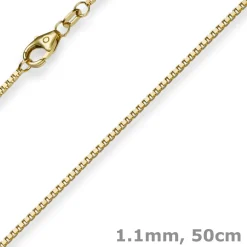 1,1mm Venezianerkette Kette Collier aus 585 Gold Gelbgold, 50cm, Unisex