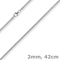 2mm Venezianerkette rund 750 Gold Weißgold Kette Collier Halskette 42cm Damen