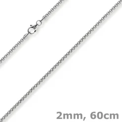 2mm Venezianerkette rund 750 Gold Weißgold Kette Collier Halskette 60cm Damen