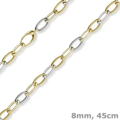 8mm Weit-Anker-Kette Phantasie Halskette Collier 585 Gold Gelbgold Weißgold 45cm